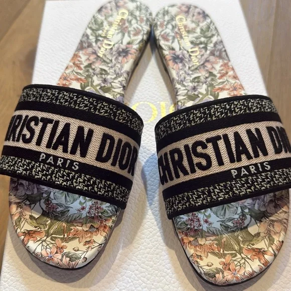 Christian Dior Floral Slide Sandals - Picture 2 of 11